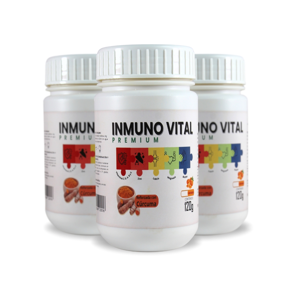 Inmuno Vital Premium Sabor Naranja 120g: El Suplemento de Vitaminas y Minerales Reforzado con Cúrcuma para Fortalecer tus Defensas